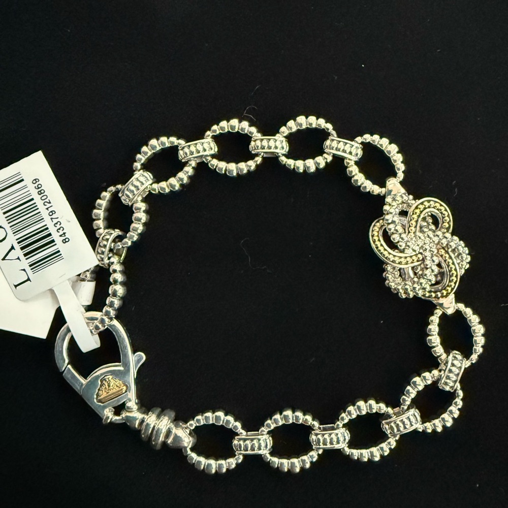 LAGOS Silver and Yellow Gold Beaded Knot Link Bracelet - Picture 4 of 7